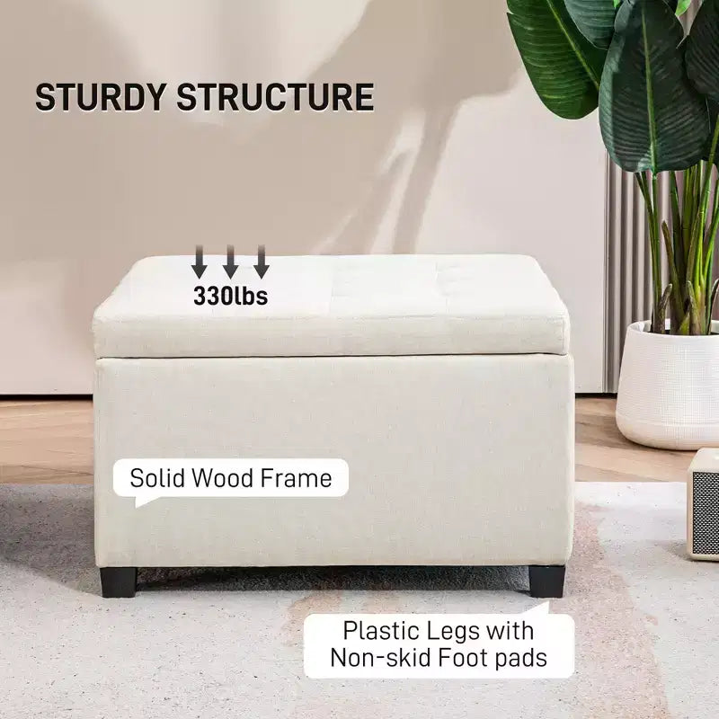 Round Storage Ottoman Bench, Button Tufted Ottoman with Flip Top for Living Room, Entryway and Bedroom