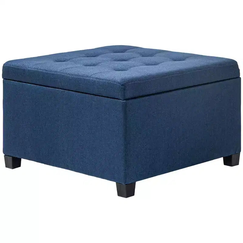 Round Storage Ottoman Bench, Button Tufted Ottoman with Flip Top for Living Room, Entryway and Bedroom