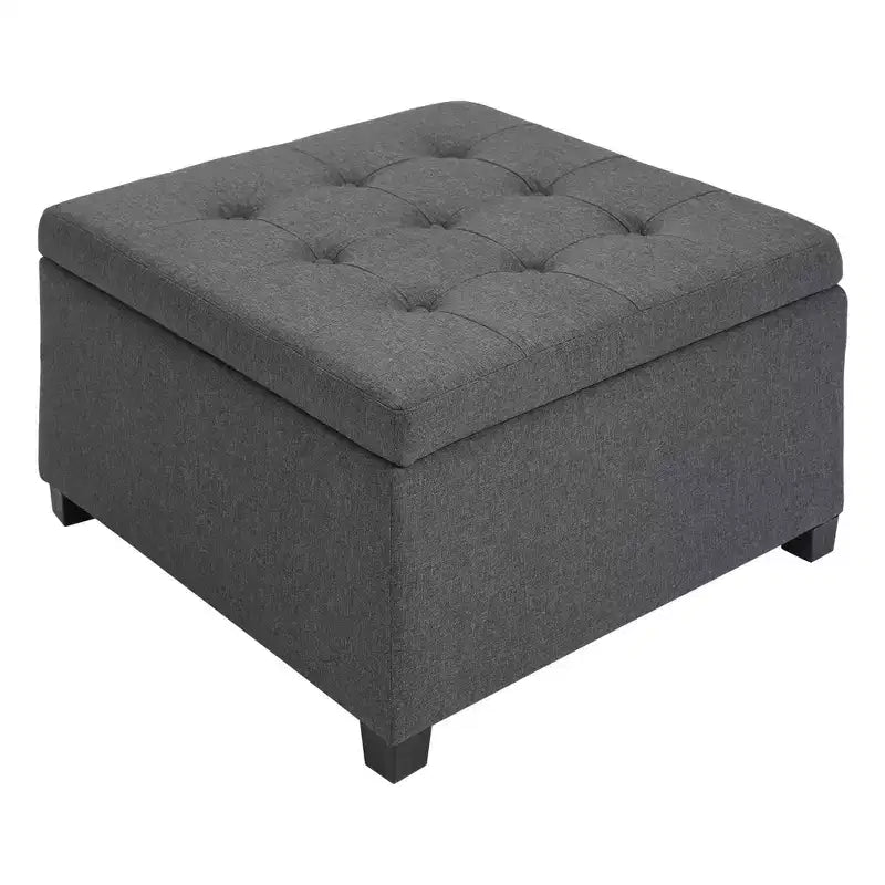 Round Storage Ottoman Bench, Button Tufted Ottoman with Flip Top for Living Room, Entryway and Bedroom