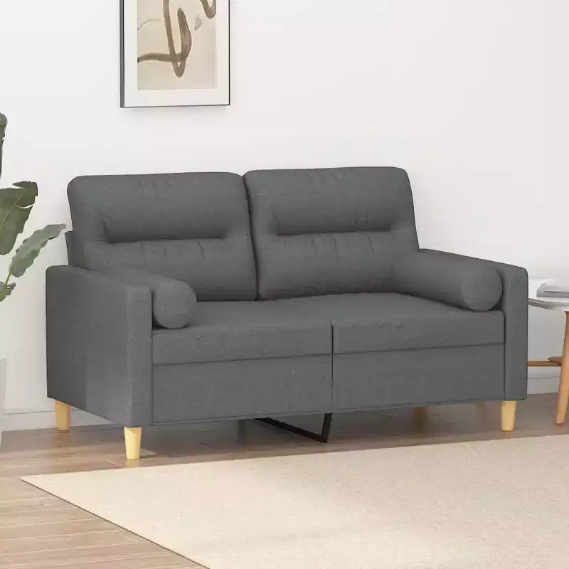 2-Seater Sofa Dark Grey Fabric (100% polyester), metal, textilene