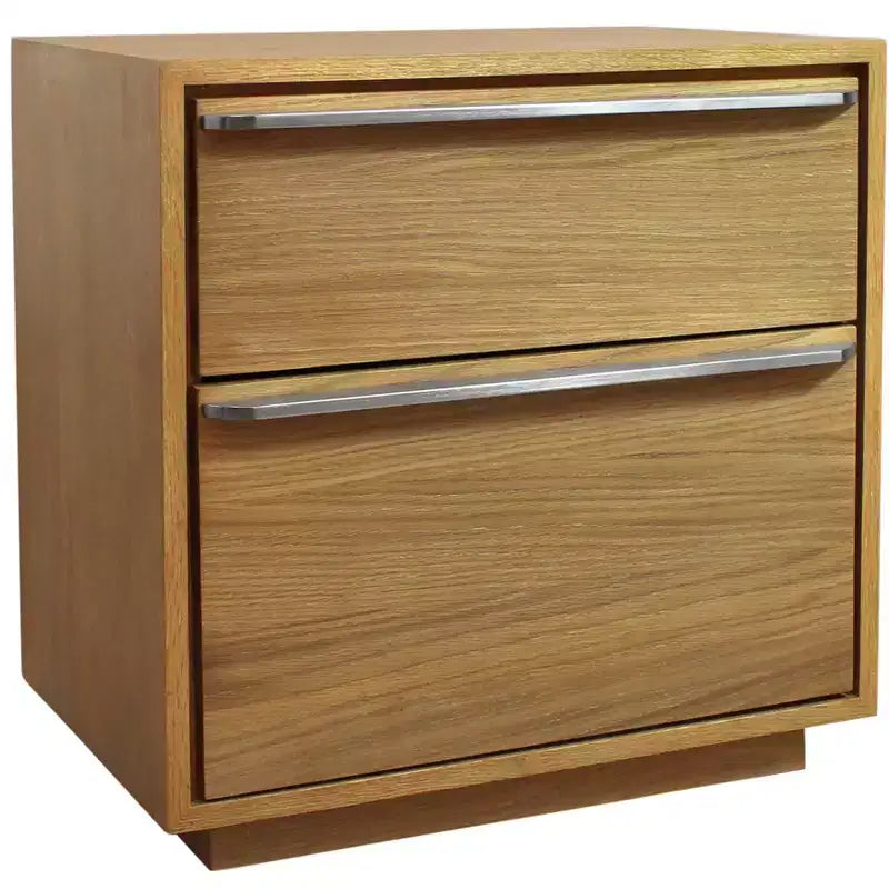 HomeRoots 24 Natural Solid and Manufactured Wood Two Drawer Nightstand
