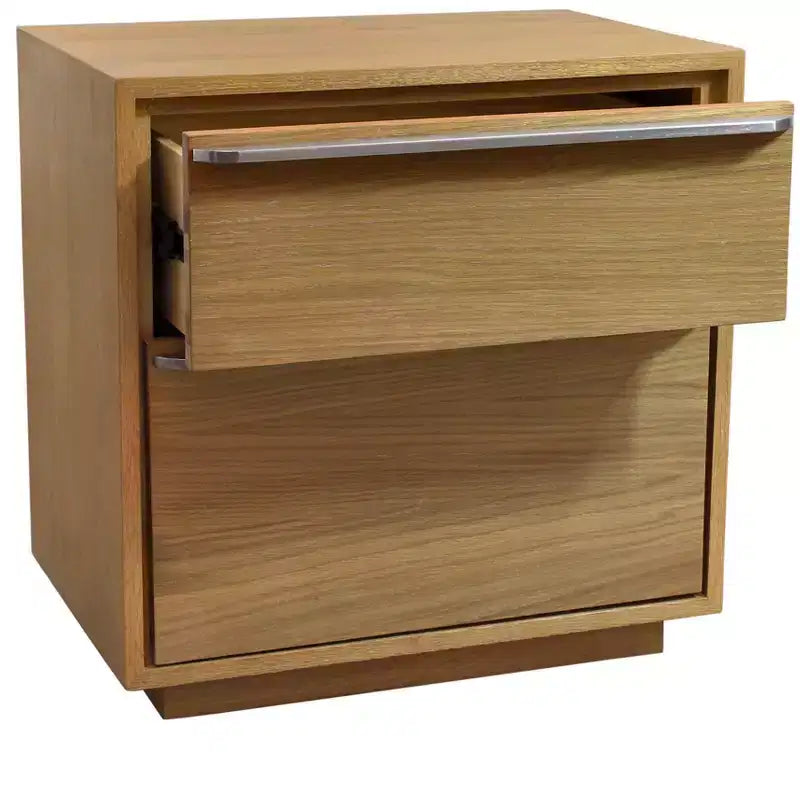 HomeRoots 24 Natural Solid and Manufactured Wood Two Drawer Nightstand