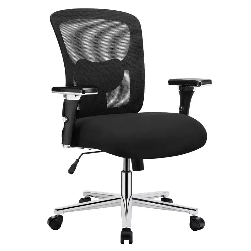 Okak Minimalism Ergonomic Office Chair with Mesh Backrest, Computer Chair with Lumbar Support and Armrest, Swivel Chair for Home, Office, Black