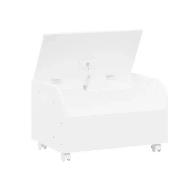 Whisen Wooden Toy Box, Kids Toy Storage Organizer with Front Bookshelf, Flip-Top Lid, Safety Hinge
