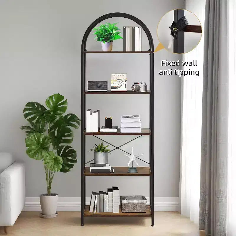 Modern Freestanding Display Shelving Unit Storage Bookshelf 5 Tier Bookcase Industrial Open Book Shelves,Rack Metal Frame for Bedroom Living Room