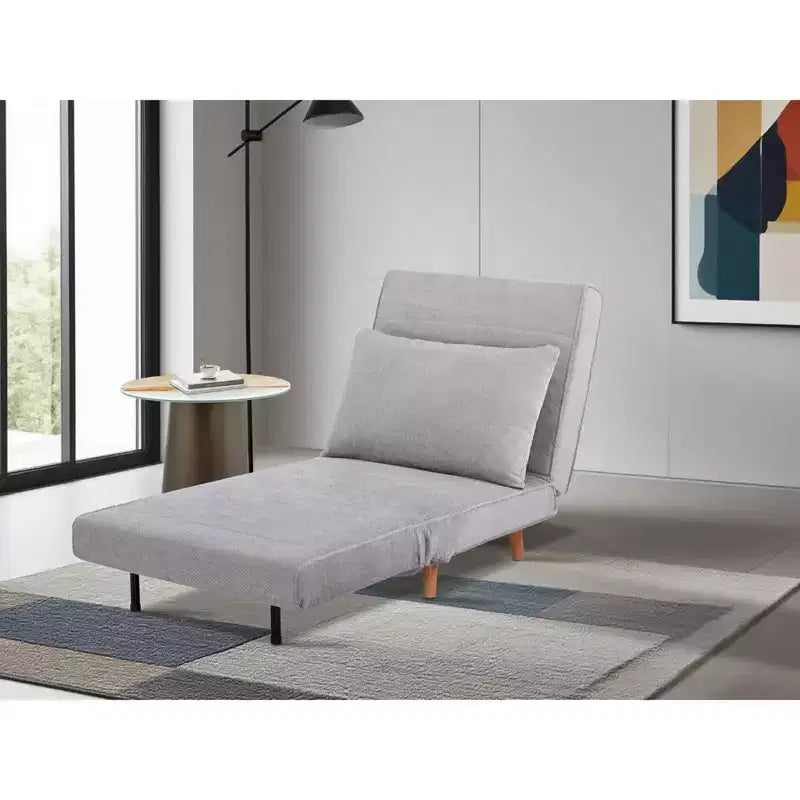 GDFStudio Rafael Modern Foldable Convertible Chenille Upholstered Chair Bed with Adjustable Backrest and Pillow
