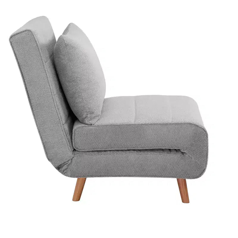 GDFStudio Rafael Modern Foldable Convertible Chenille Upholstered Chair Bed with Adjustable Backrest and Pillow