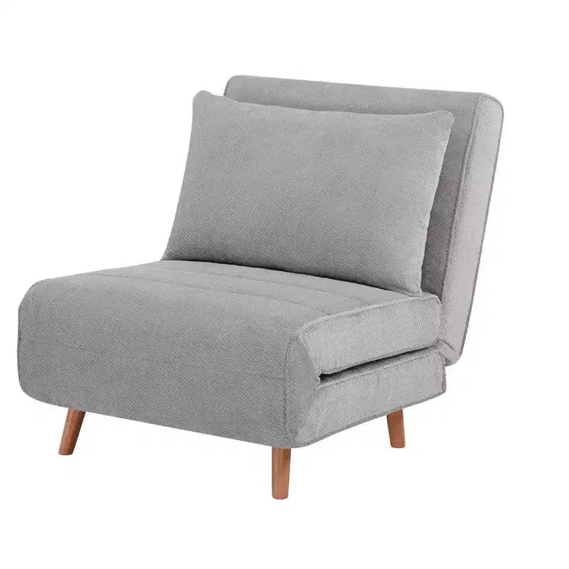 GDFStudio Rafael Modern Foldable Convertible Chenille Upholstered Chair Bed with Adjustable Backrest and Pillow