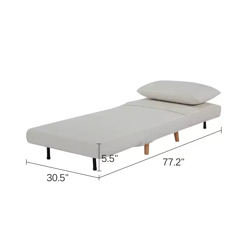 GDFStudio Rafael Modern Foldable Convertible Chenille Upholstered Chair Bed with Adjustable Backrest and Pillow