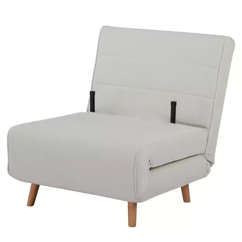 GDFStudio Rafael Modern Foldable Convertible Chenille Upholstered Chair Bed with Adjustable Backrest and Pillow