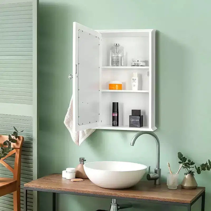 VINGLI Bathroom Wall Cabinet Wall Mount Mirrored Medicine Cabinet with Mirror Storage Organizer