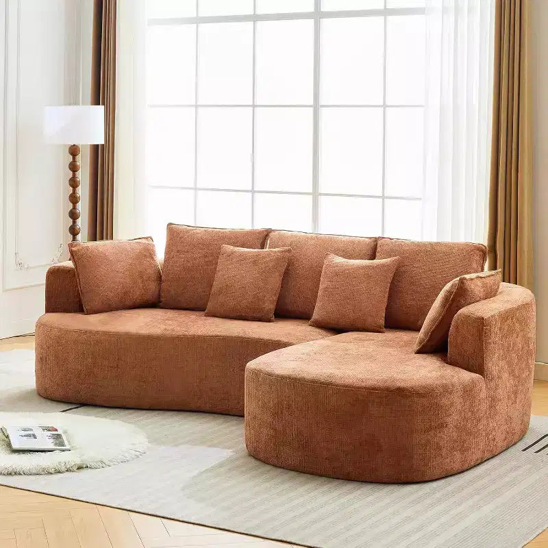 106 Modern Curved Sectional Cloud Sofa with Chaise Lounge, Modular Chenille Fabric Convertible Compression Sleeper Couch, for Home Office