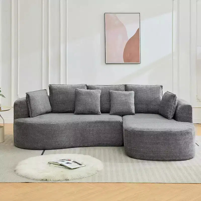 106 Modern Curved Sectional Cloud Sofa with Chaise Lounge, Modular Chenille Fabric Convertible Compression Sleeper Couch, for Home Office
