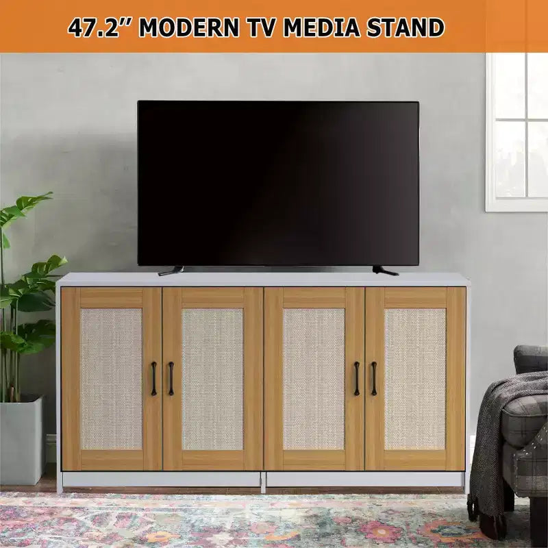 Indoor Cat House TV Stand Side Table Wooden Hidden Litter Box Furniture with Storage Includes Scratching Board Indoor Cat House TV Stand Side Table