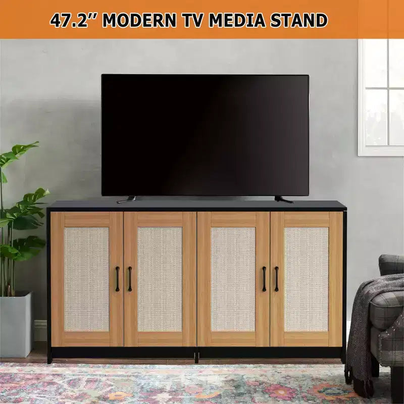Indoor Cat House TV Stand Side Table Wooden Hidden Litter Box Furniture with Storage Includes Scratching Board Indoor Cat House TV Stand Side Table