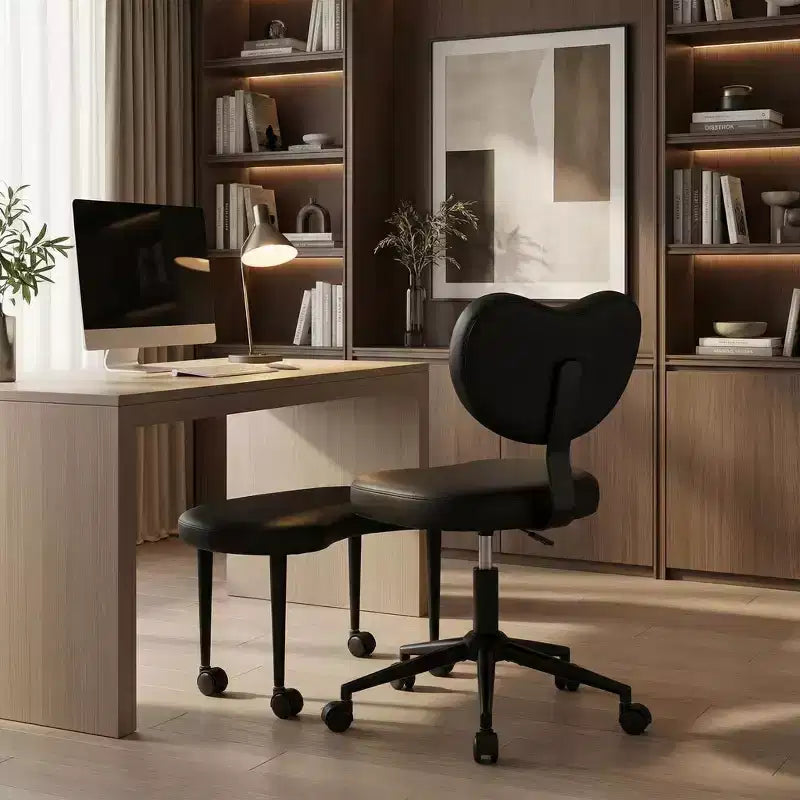 Homy Casa Cross-Legged Desk Chair with Adjustable Height and Rolling Stool