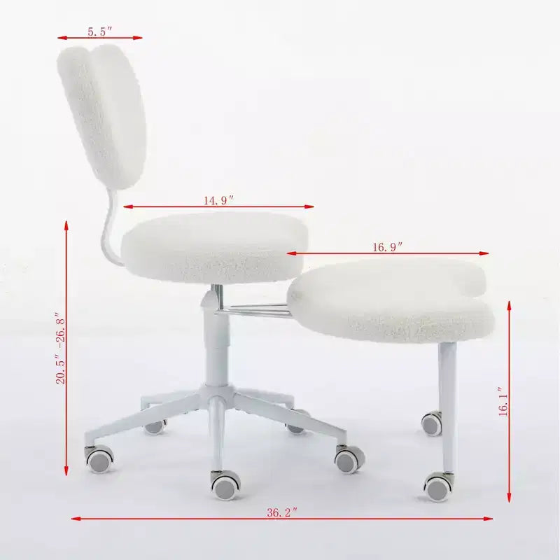 Homy Casa Cross-Legged Desk Chair with Adjustable Height and Rolling Stool