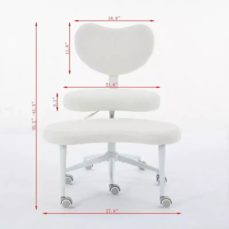 Homy Casa Cross-Legged Desk Chair with Adjustable Height and Rolling Stool