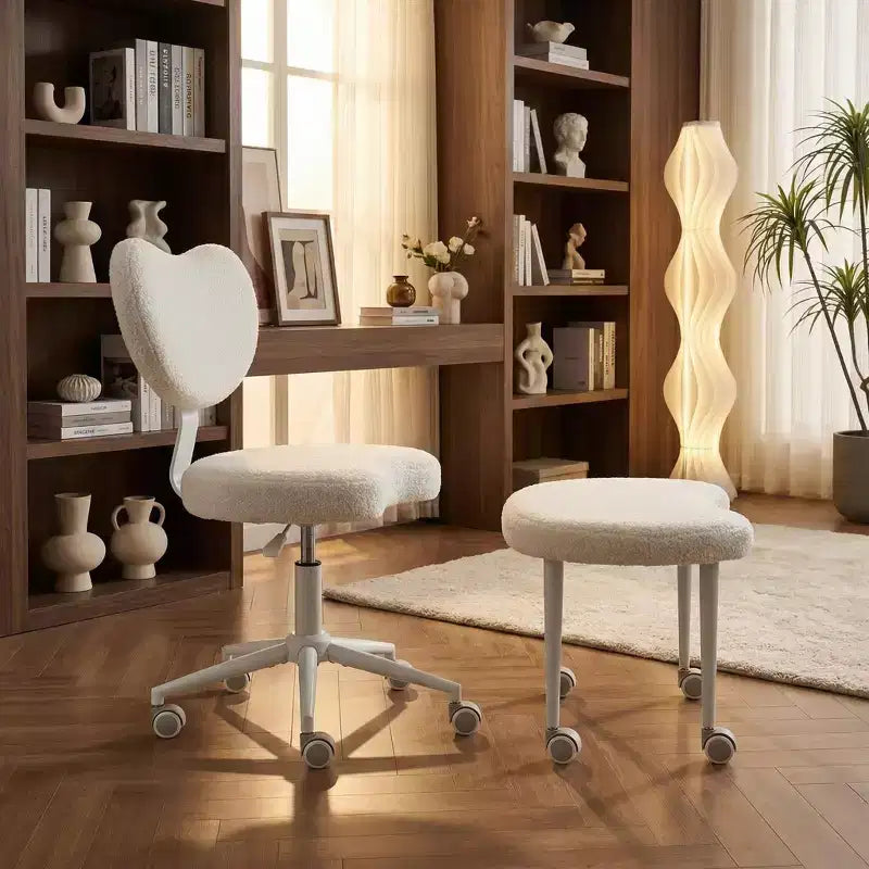 Homy Casa Cross-Legged Desk Chair with Adjustable Height and Rolling Stool