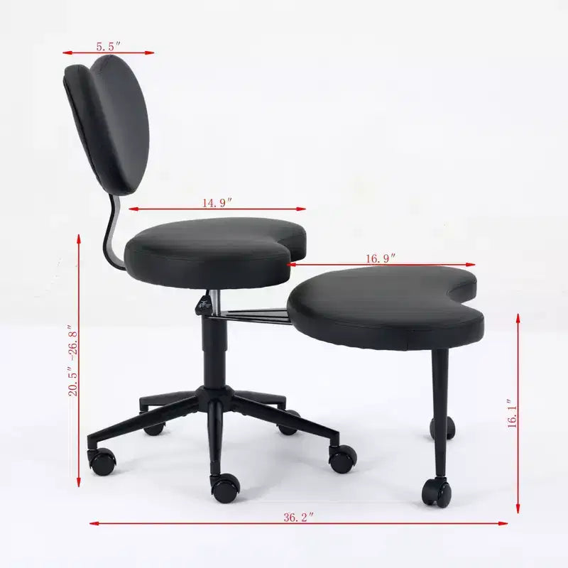 Homy Casa Cross-Legged Desk Chair with Adjustable Height and Rolling Stool