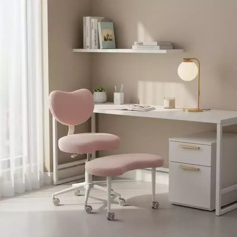 Homy Casa Cross-Legged Desk Chair with Adjustable Height and Rolling Stool