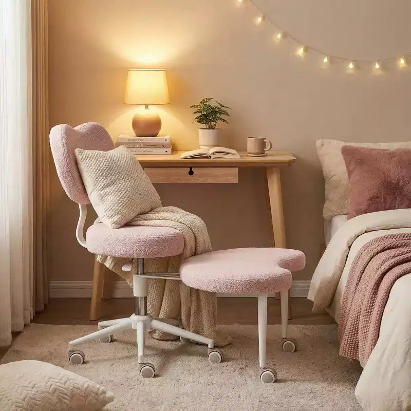 Homy Casa Cross-Legged Desk Chair with Adjustable Height and Rolling Stool