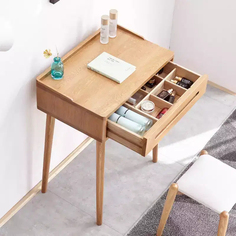 Modern Wooden Dressing Table with Storage Drawers, Removable Shelves, and Raised EdgesMinimalist Design for Living Rooms