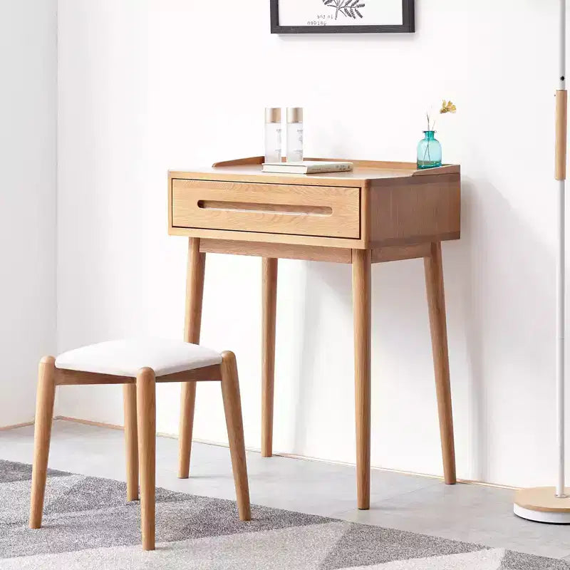 Modern Wooden Dressing Table with Storage Drawers, Removable Shelves, and Raised EdgesMinimalist Design for Living Rooms