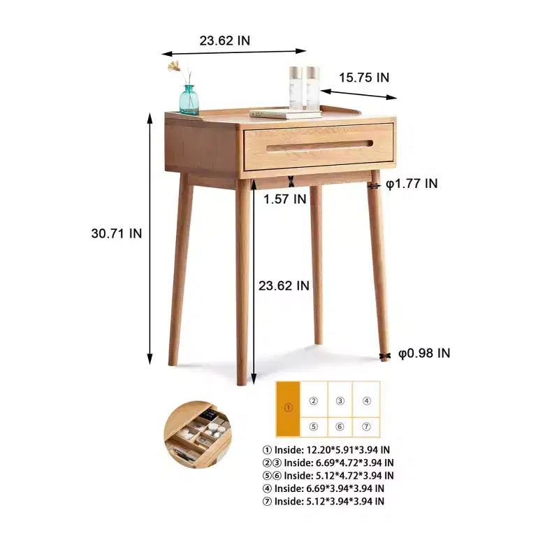 Modern Wooden Dressing Table with Storage Drawers, Removable Shelves, and Raised EdgesMinimalist Design for Living Rooms