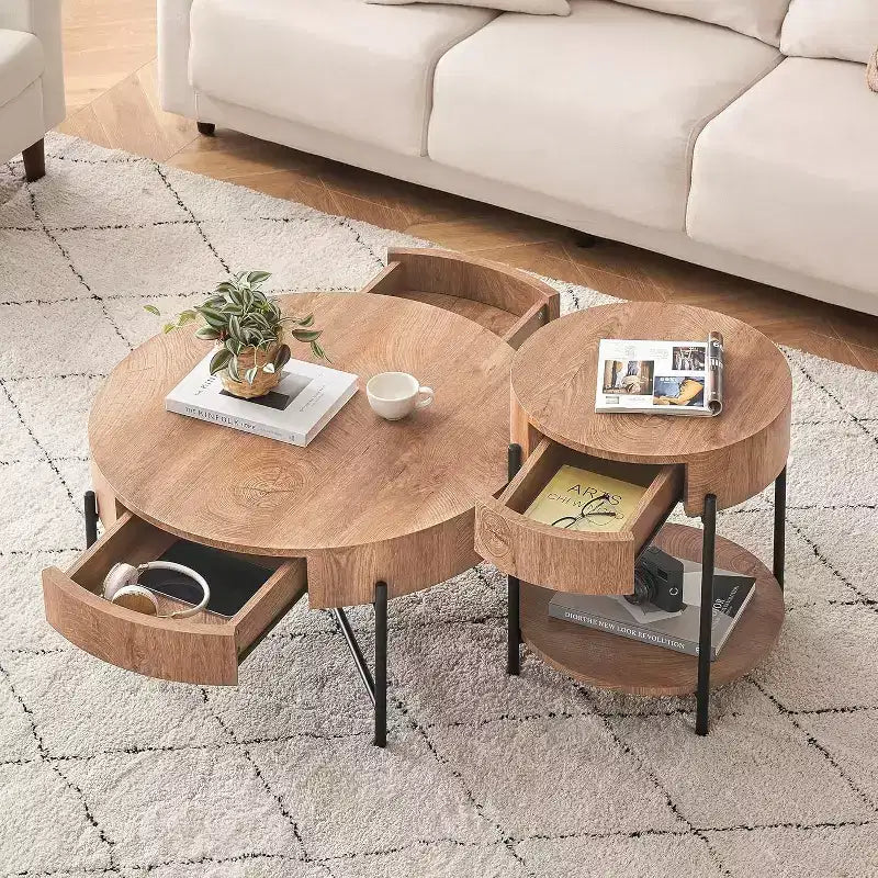 Lift Top Coffee Table with Storage, Mid Century Modern End Table and Farmhouse Wooden Center Table