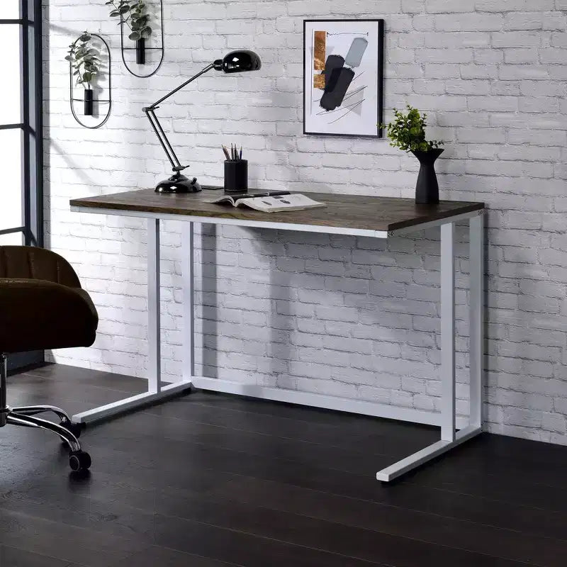 HomeStock 29 in.H Gray Color Wood Computer Desks with Open Storage Shelf