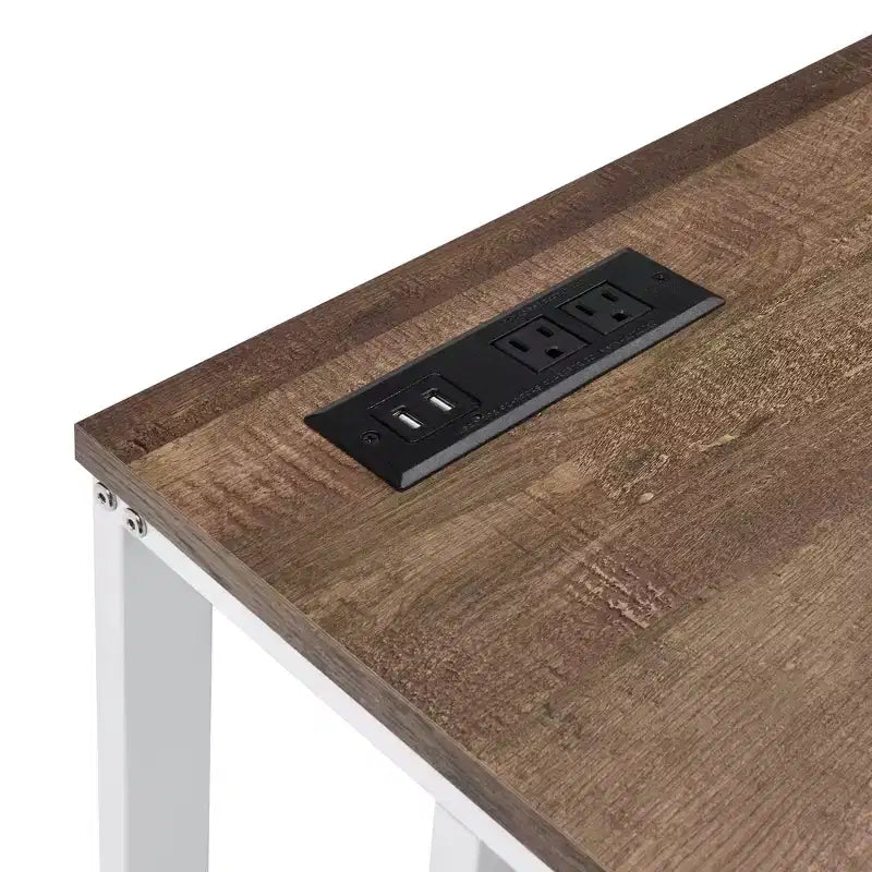 HomeStock 29 in.H Gray Color Wood Computer Desks with Open Storage Shelf