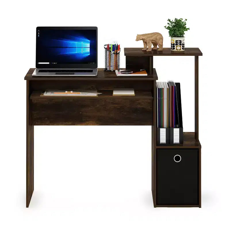 HomeStock 29 in.H White Color Wood Computer Desks with Open Storage Shelf
