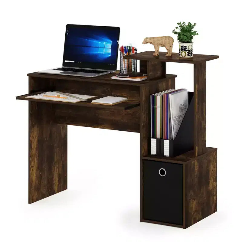 HomeStock 29 in.H White Color Wood Computer Desks with Open Storage Shelf