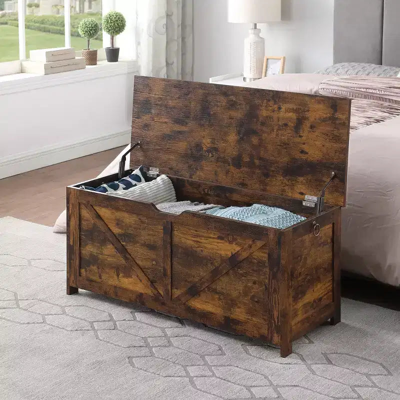 GDFStudio Fayette Vintage Farmhouse Storage Bench with U-Shaped Pull
