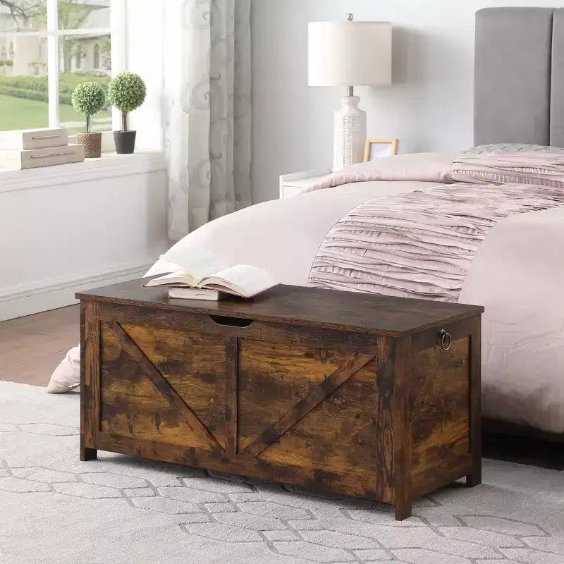 GDFStudio Fayette Vintage Farmhouse Storage Bench with U-Shaped Pull