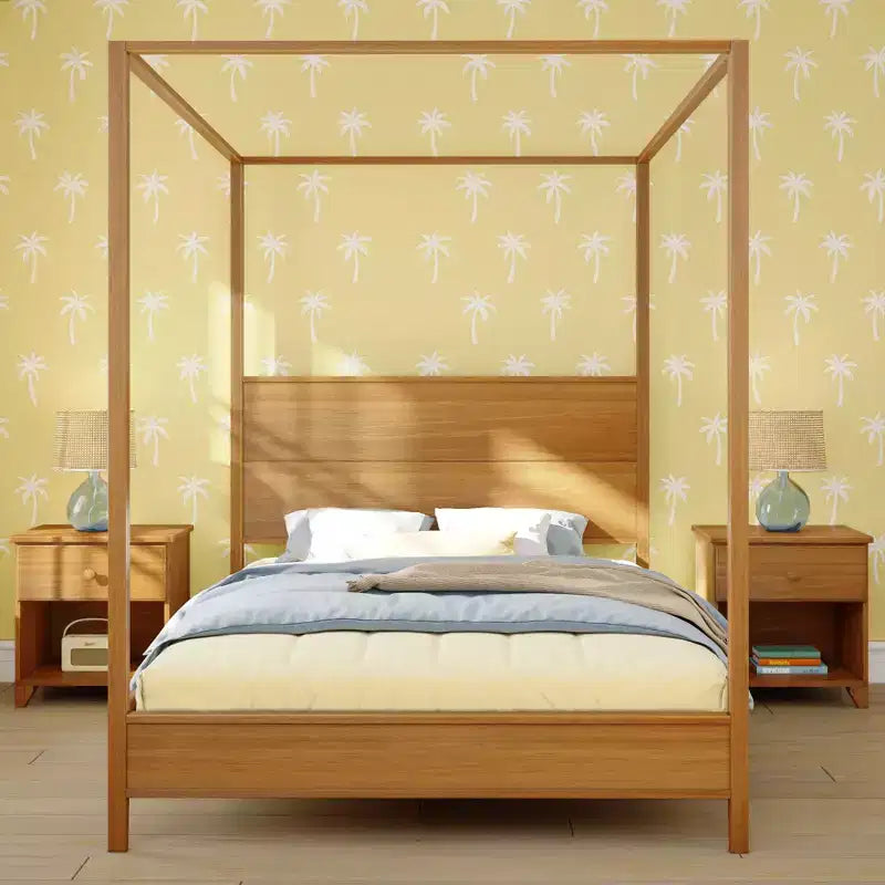 Haven Canopy Bed with Square Post and Wood Headboard (Queen)