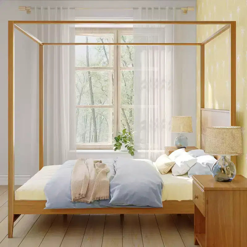 Haven Canopy Bed with Square Post and Wood Headboard (Queen)