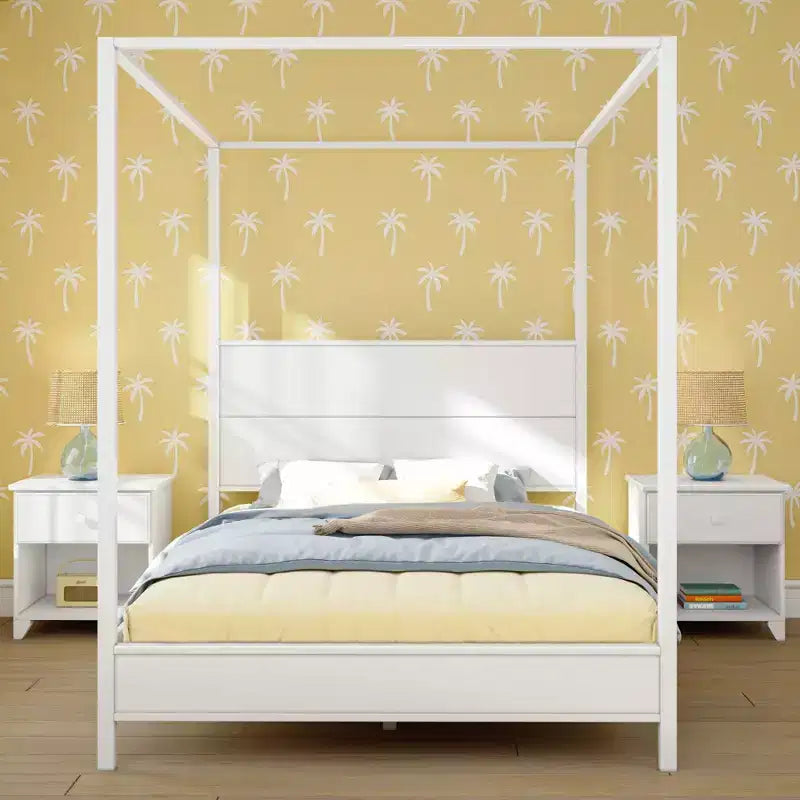 Haven Canopy Bed with Square Post and Wood Headboard (Queen)