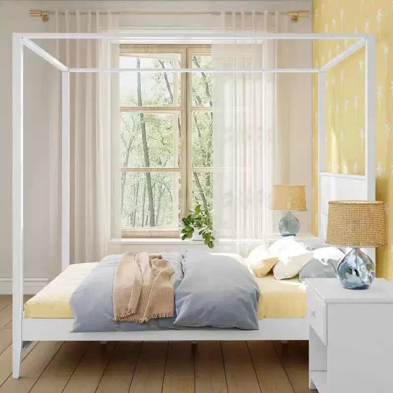 Haven Canopy Bed with Square Post and Wood Headboard (Queen)