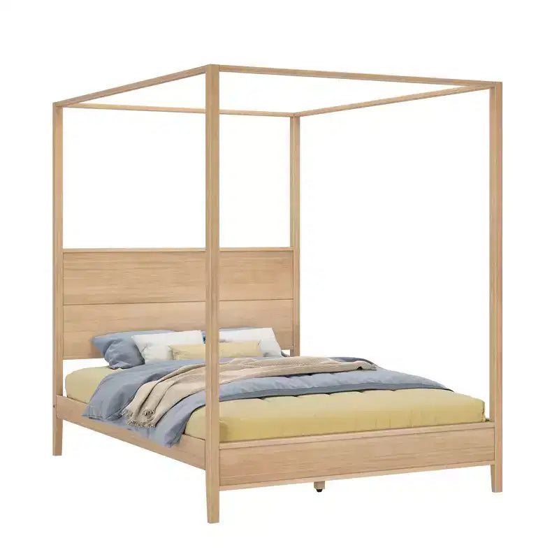 Haven Canopy Bed with Square Post and Wood Headboard (Queen)
