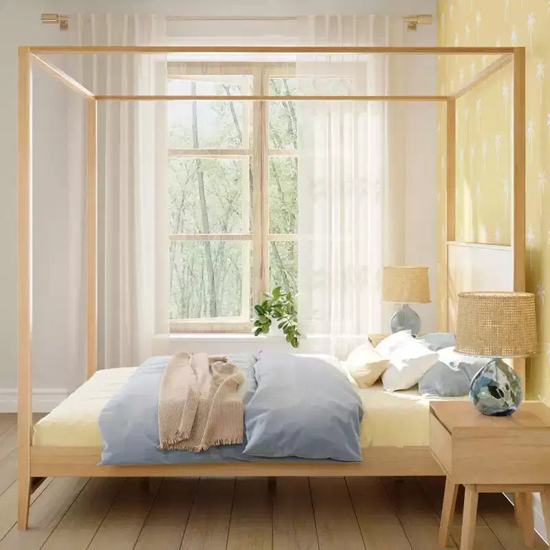 Haven Canopy Bed with Square Post and Wood Headboard (Queen)