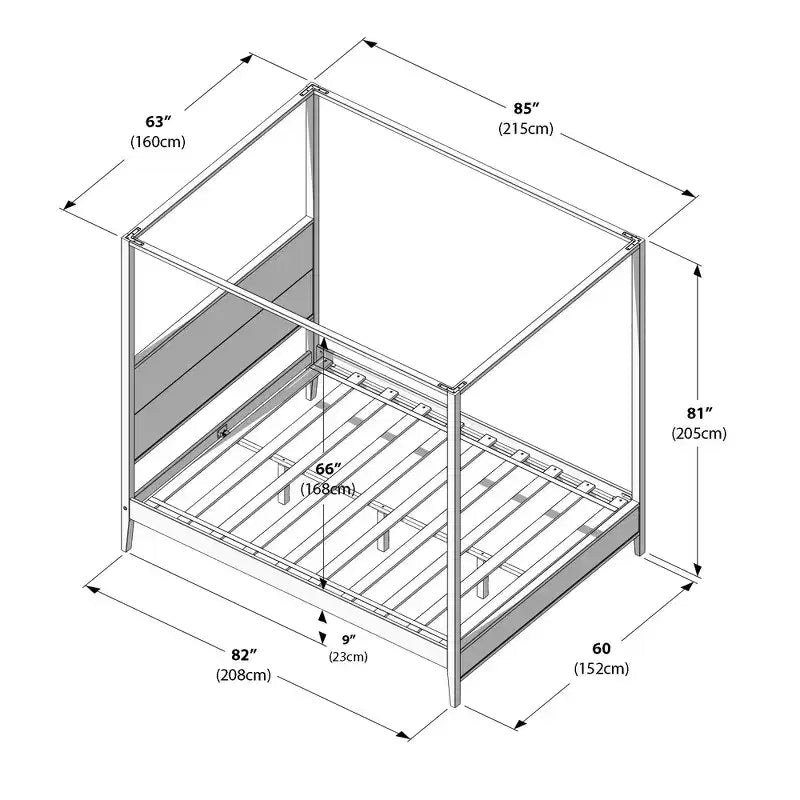 Haven Canopy Bed with Square Post and Wood Headboard (Queen)