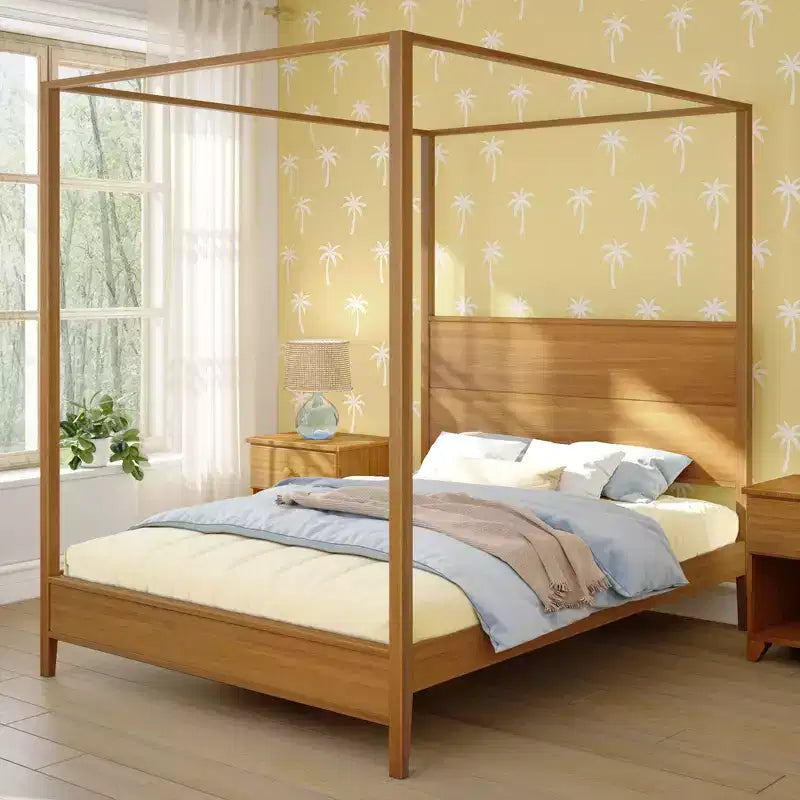 Haven Canopy Bed with Square Post and Wood Headboard (Queen)