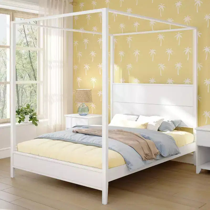 Haven Canopy Bed with Square Post and Wood Headboard (Queen)
