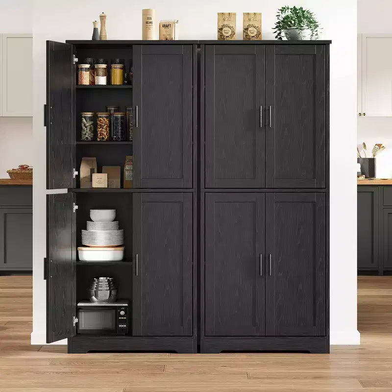 Storage cabinet, 70 inches tall, with doors and adjustable shelves, freestanding sideboard, suitable for dining room, or living room