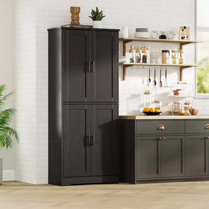 Storage cabinet, 70 inches tall, with doors and adjustable shelves, freestanding sideboard, suitable for dining room, or living room