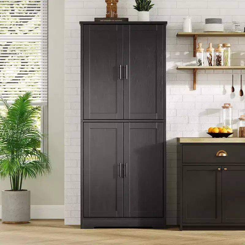 Storage cabinet, 70 inches tall, with doors and adjustable shelves, freestanding sideboard, suitable for dining room, or living room