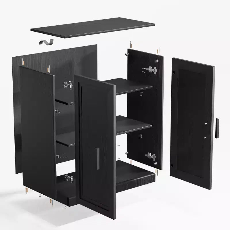 PexFix 36 Wooden Accent Cabinet Storage Modern Sideboard Buffet Cabinet with 2 Doors and Adjustable Shelf for Living Room Dining Room Entryway Black