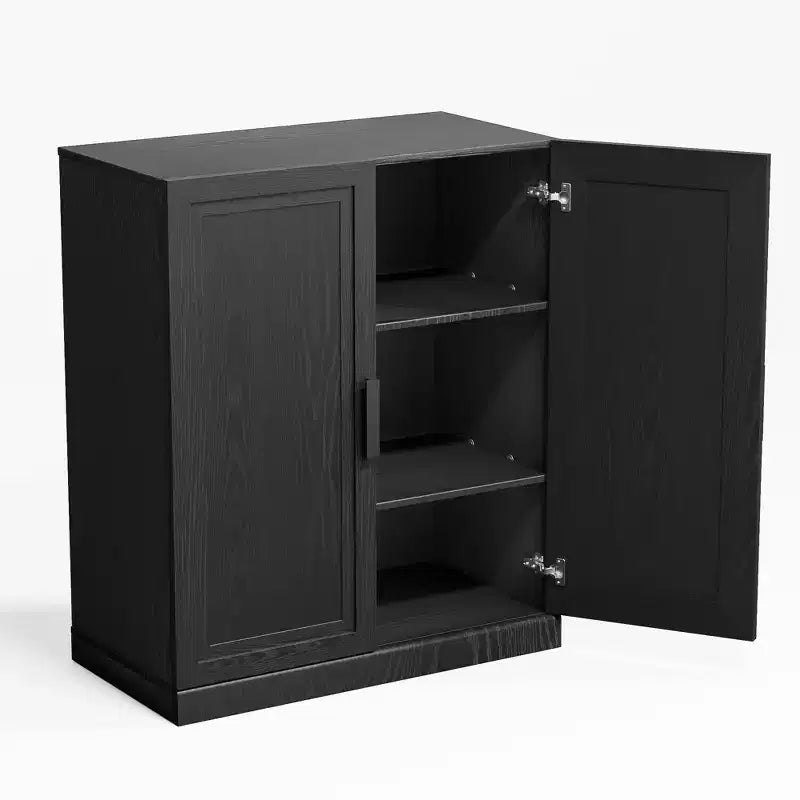 PexFix 36 Wooden Accent Cabinet Storage Modern Sideboard Buffet Cabinet with 2 Doors and Adjustable Shelf for Living Room Dining Room Entryway Black